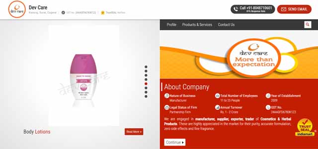 Dev-Care-Cosmetics-Home-Page